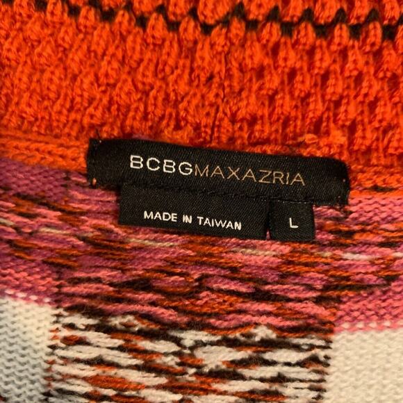 BCBGMaxazria Cardigan Womens L Large Aztec Open Front Draped Crochet Sweater - Picture 9 of 14